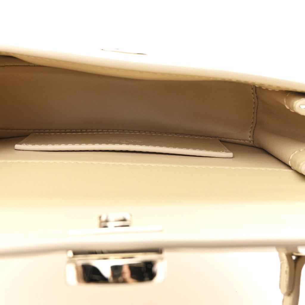 Gucci Patent Calfskin GG Half Moon Top Handle Bag Beige