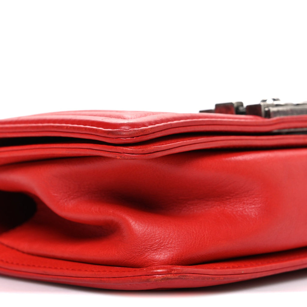 Chanel Calfskin Double Stitch Small Boy Flap Red