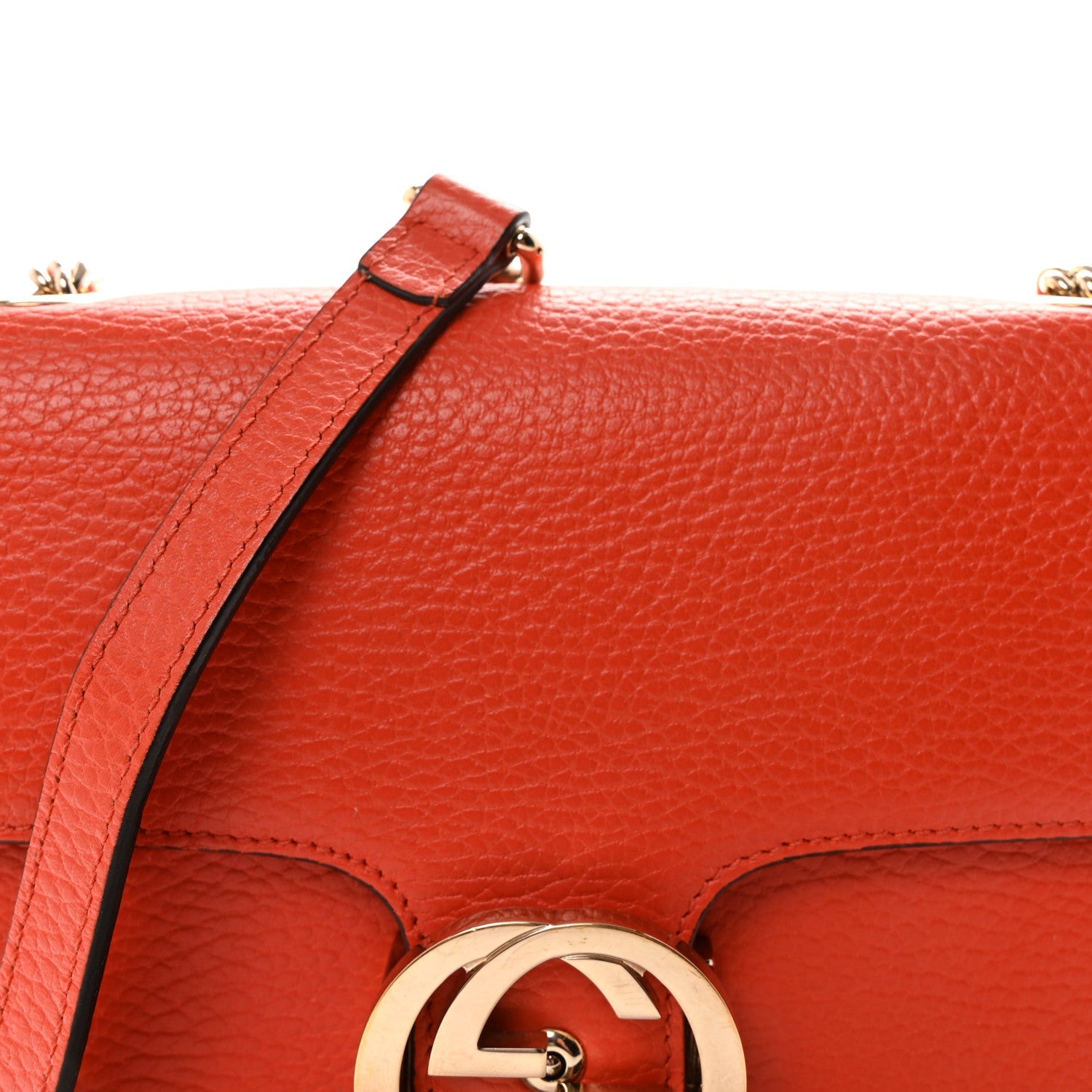 Gucci Dollar Calfskin Small Interlocking G Shoulder Bag Sun Orange