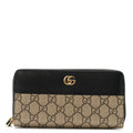 Gucci Dollar Calfskin GG Supreme Monogram GG Marmont Zip Around Wallet Black Beige Ebony