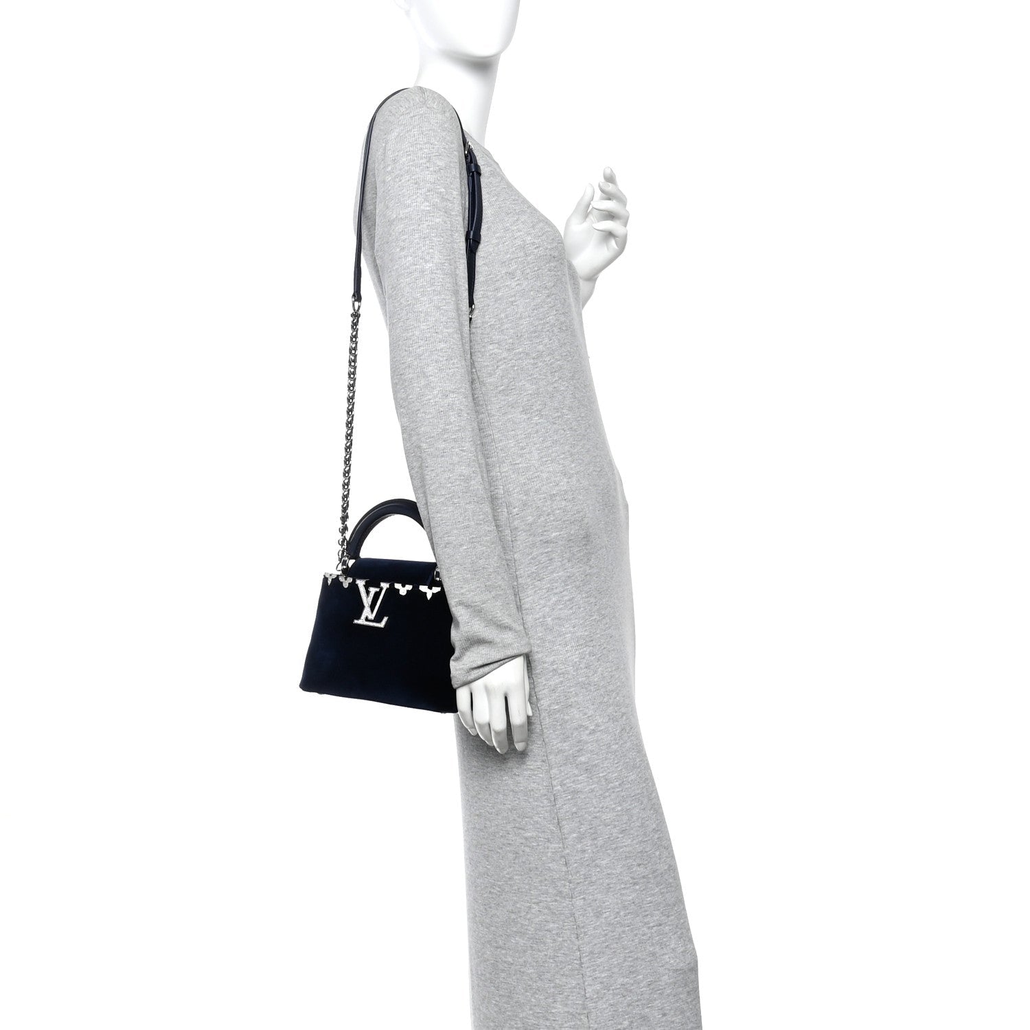 Louis Vuitton Velvet Crystal Capucines Mini Midnight Blue