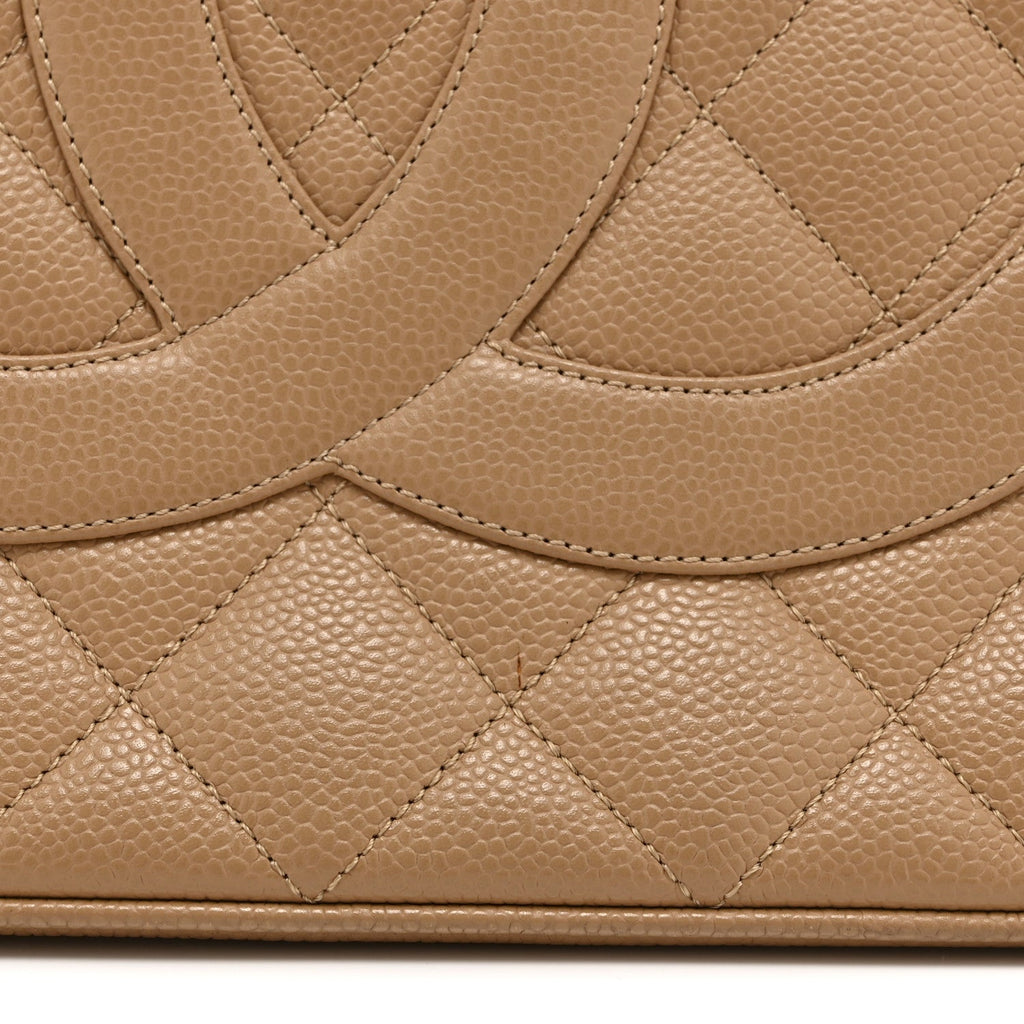 Chanel Caviar Quilted Medallion Tote Beige