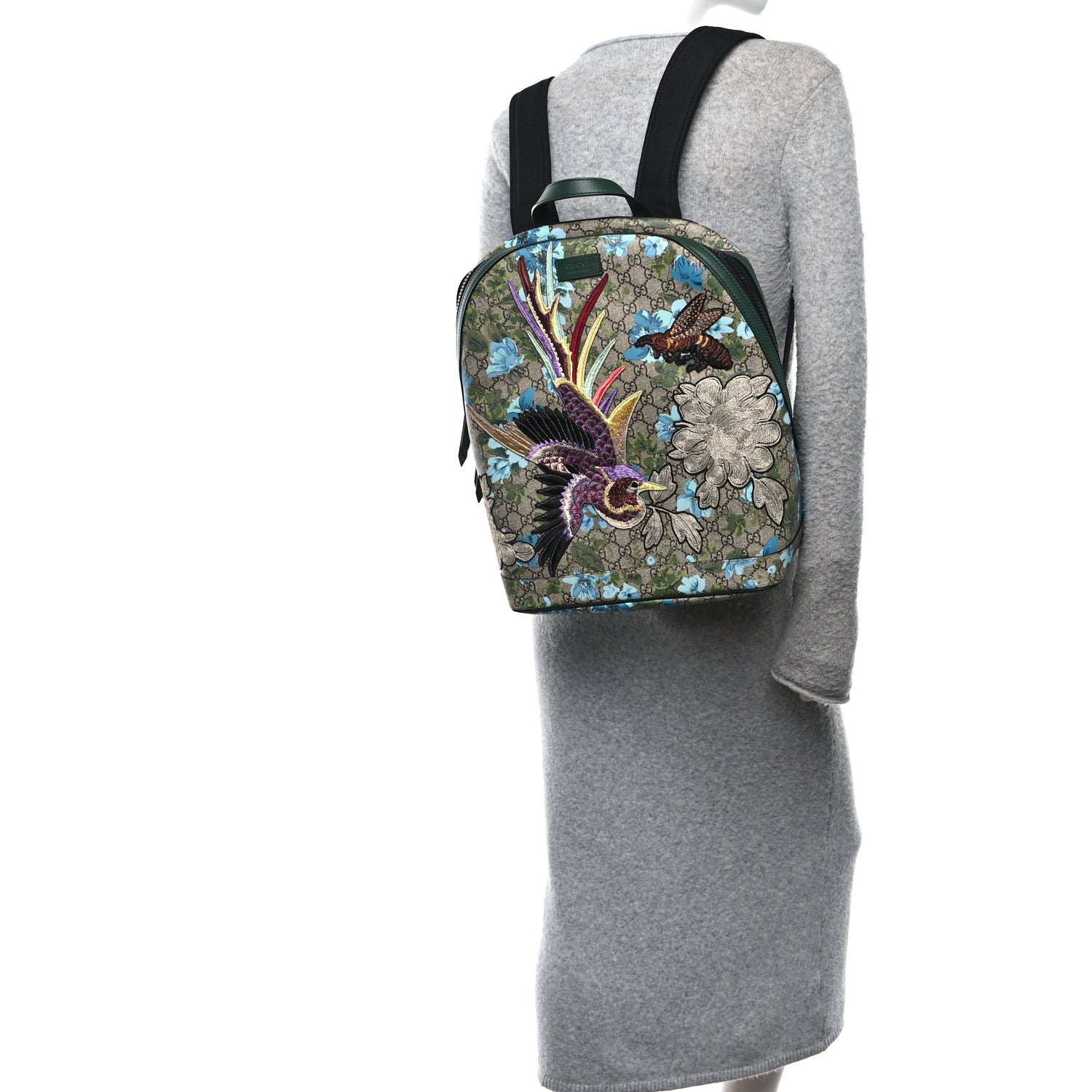 Gucci GG Supreme Monogram Blooms Bird Embroidered Dome Backpack
