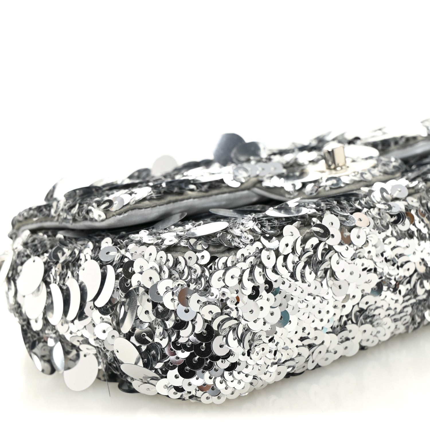 Chanel Sequin Mini Rectangular Flap Silver