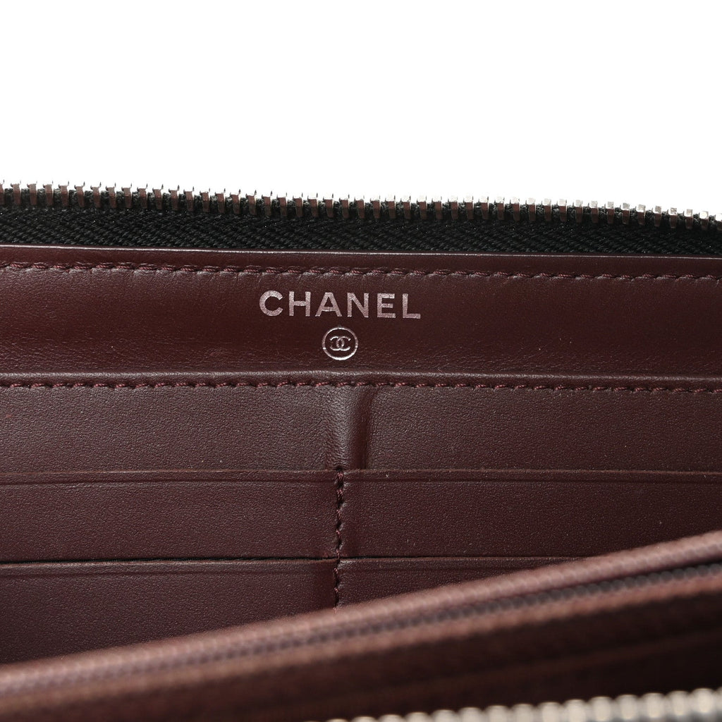 Caviar Quilted Large Gusset Zip Around Wallet Black