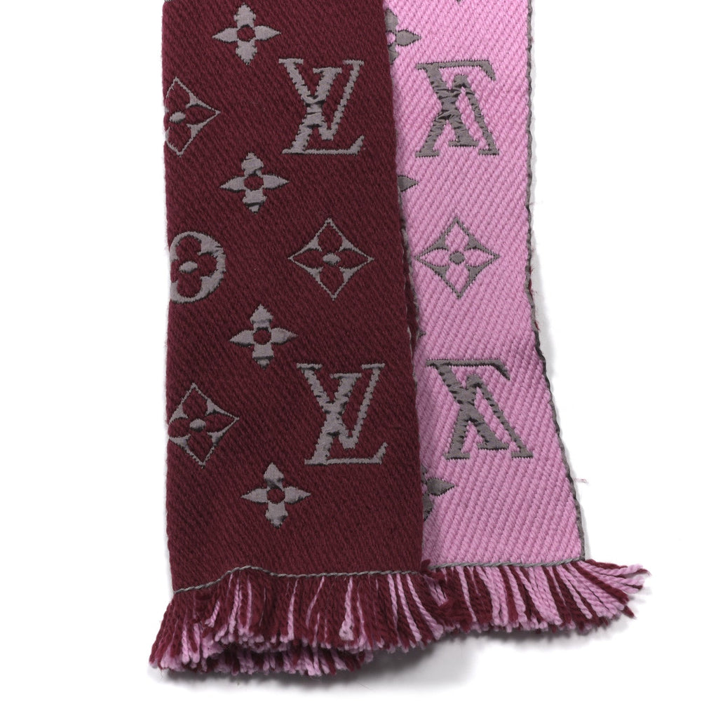 Louis Vuitton Wool Silk Logomania Scarf Wine