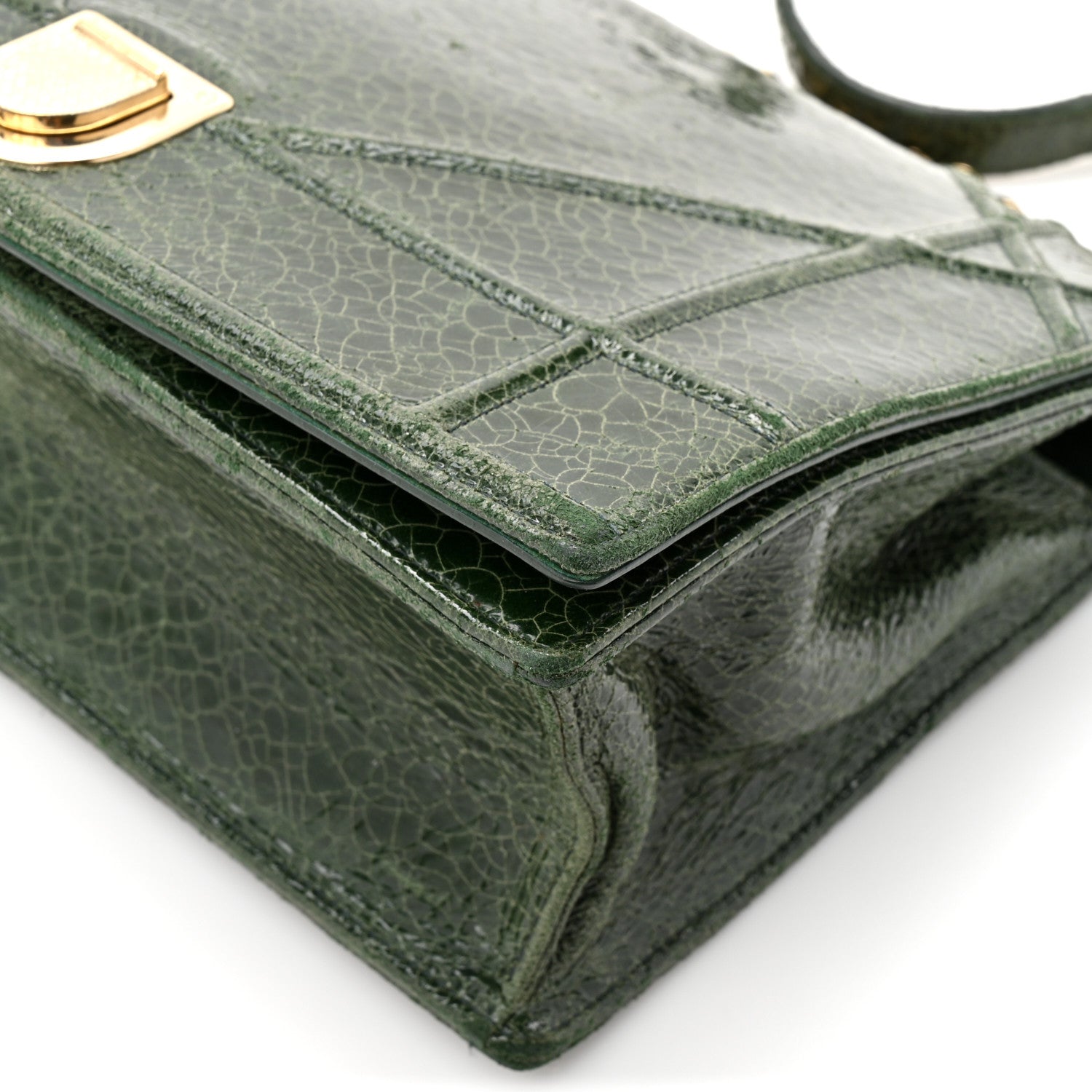 Christian Dior Ceramic Effect Deerskin Large Diorama Flap Bag Malachite Green