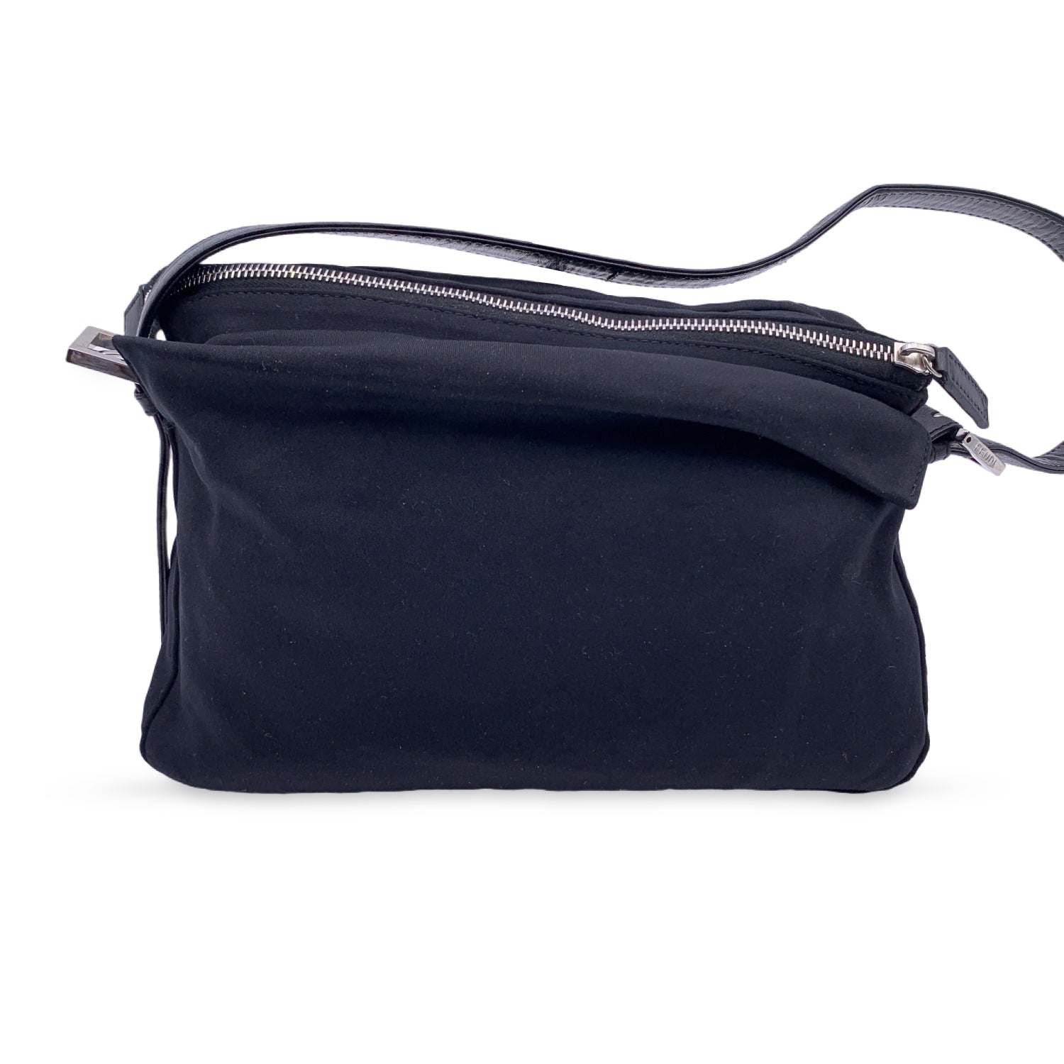 FENDI Black Fabric Front Pocket Baguette Shoulder Bag Handbag