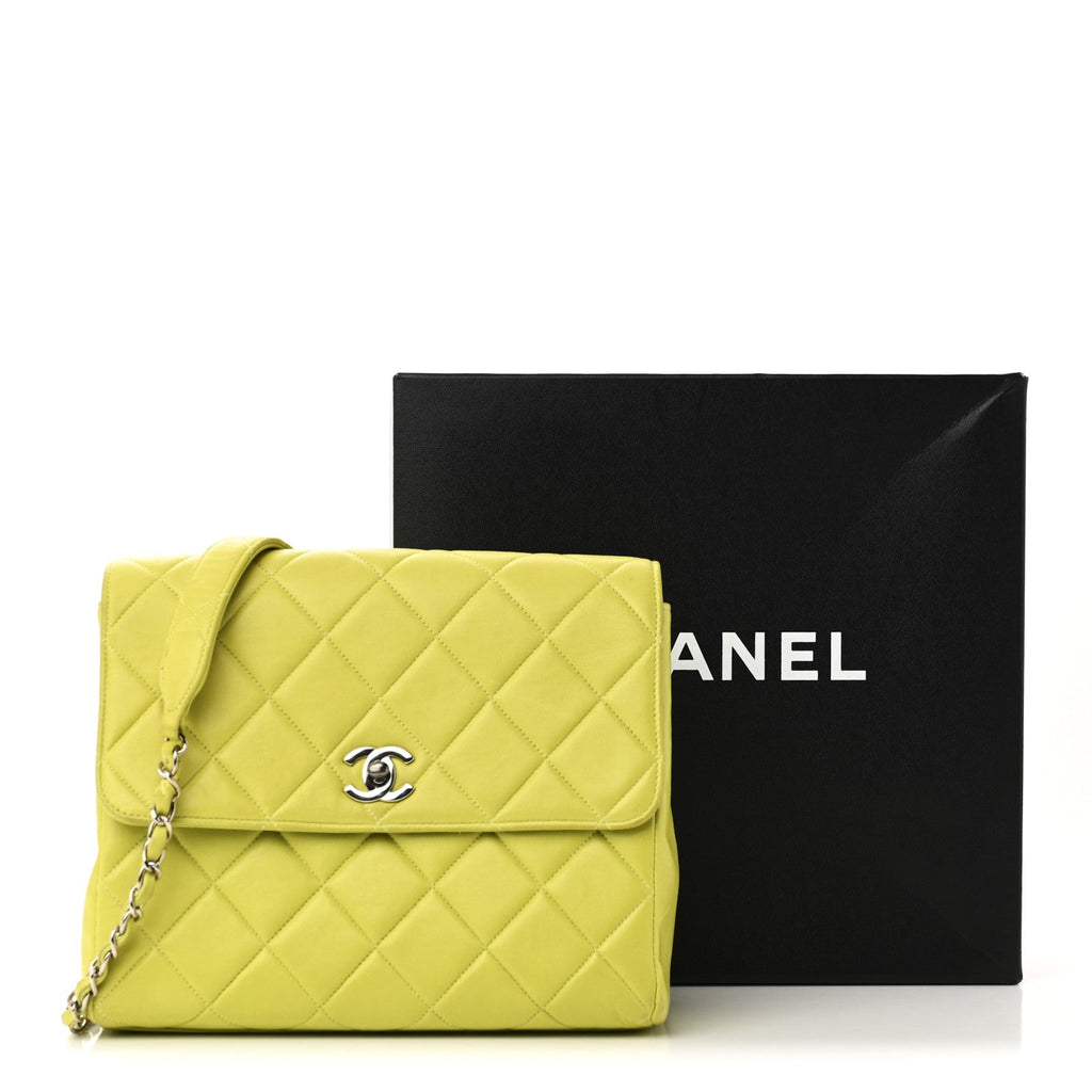 Chanel Lambskin Quilted CC Single Flap Green