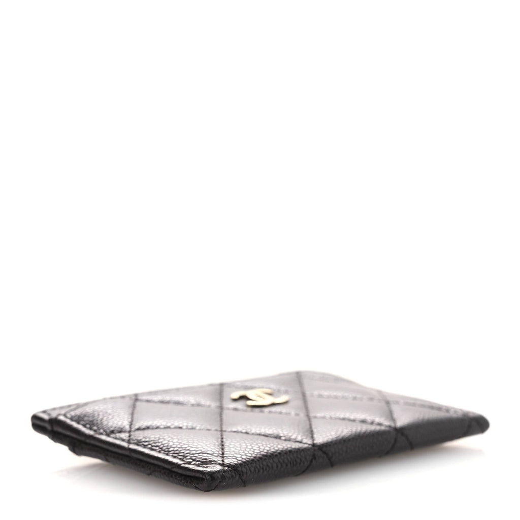 Caviar Quilted Card Holder Dark Brown