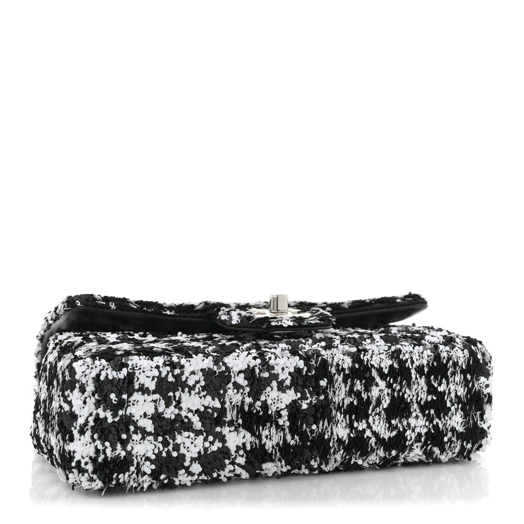 Chanel Sequin Houndstooth Small Flap Black White