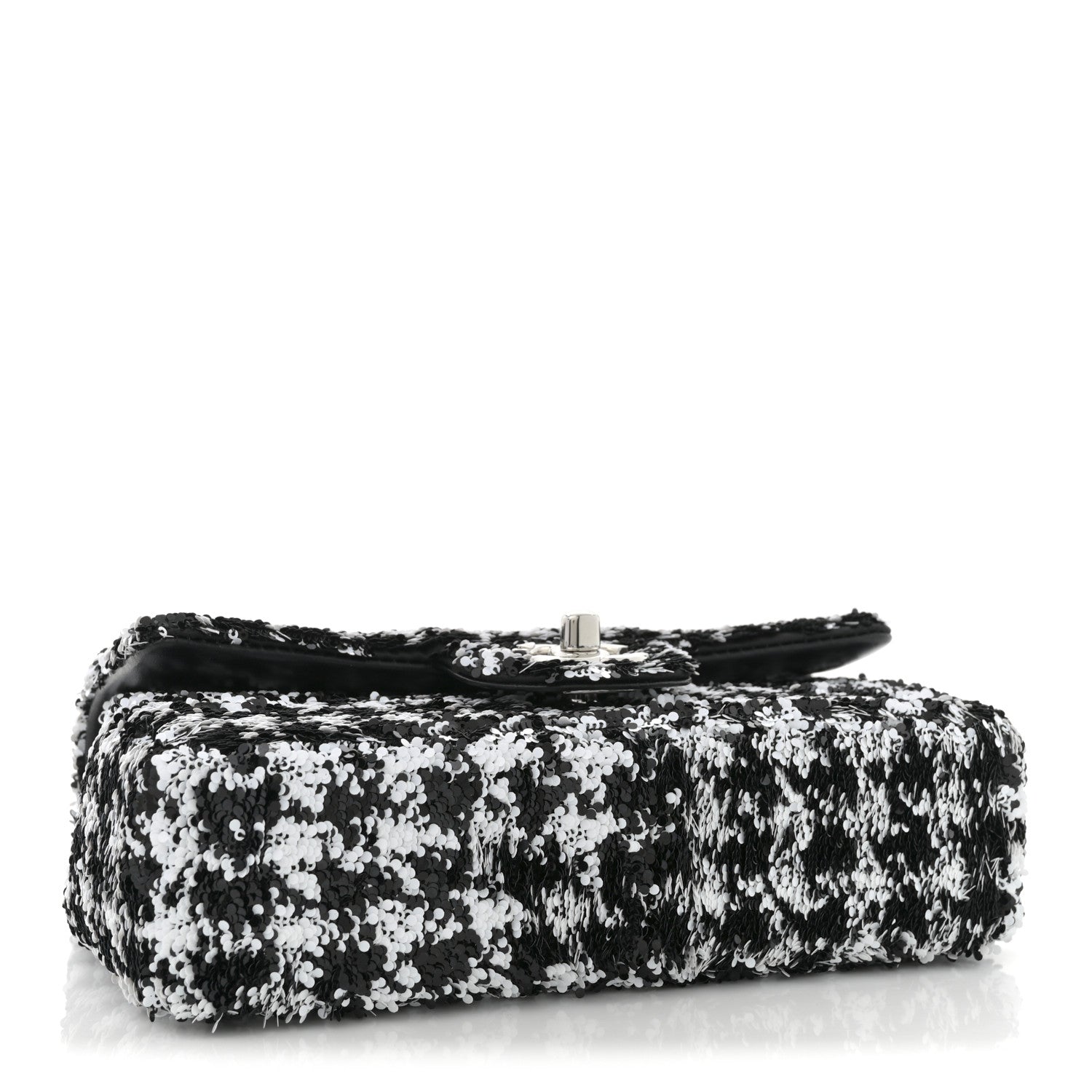 Chanel Sequin Houndstooth Small Flap Black White