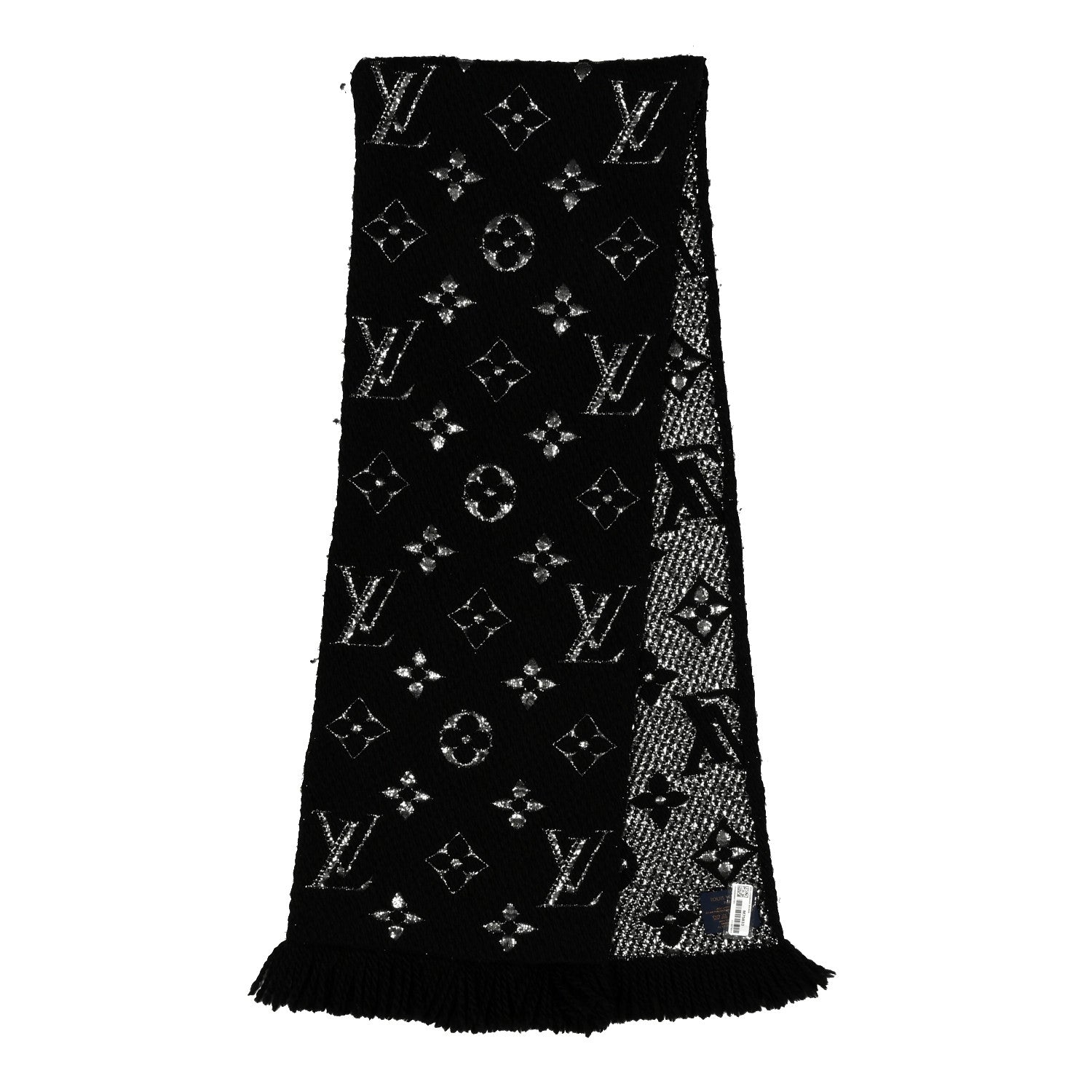 Louis Vuitton Wool Silk Logomania Shine Scarf Black