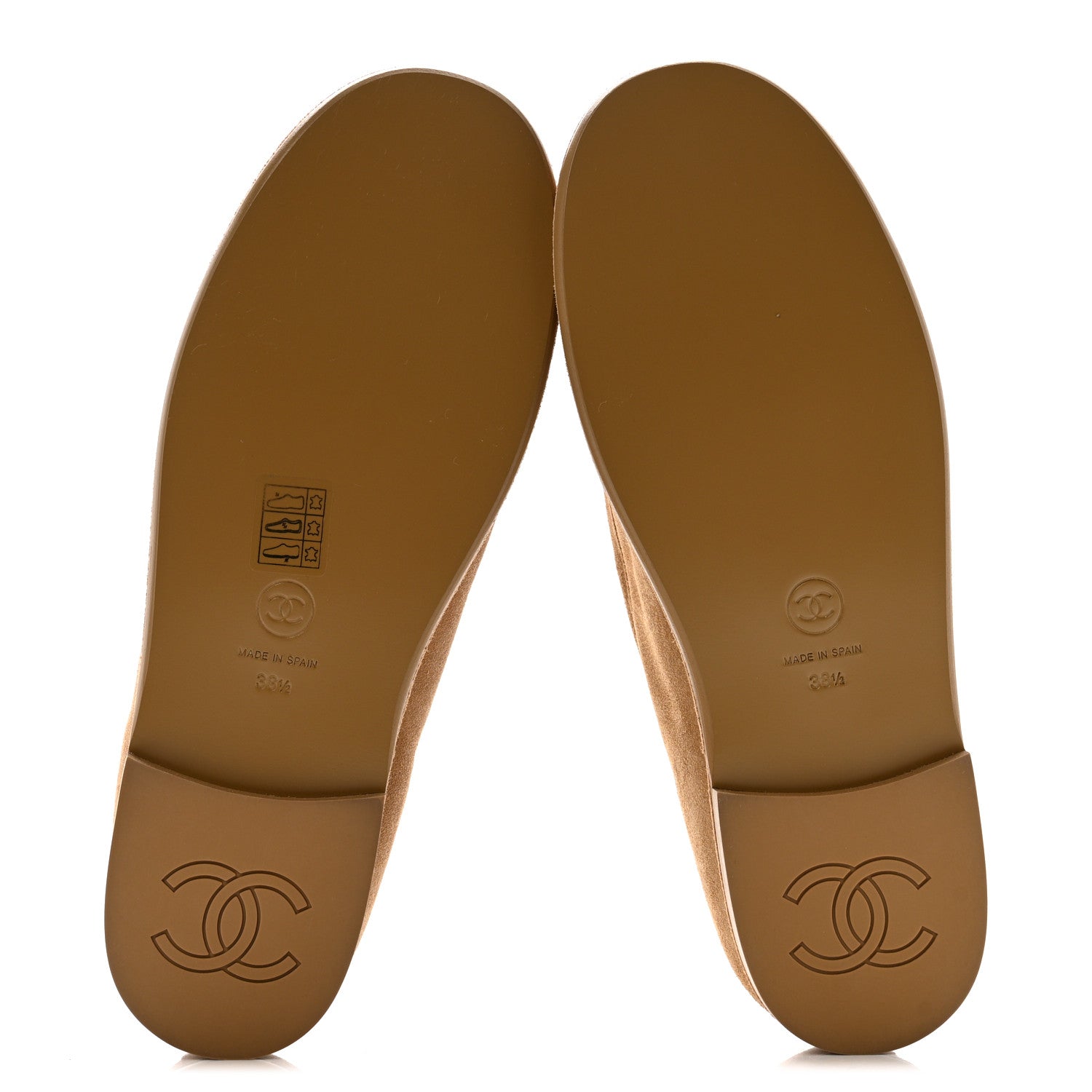 Chanel Suede Calfskin CC Loafers 38.5 Dark Beige