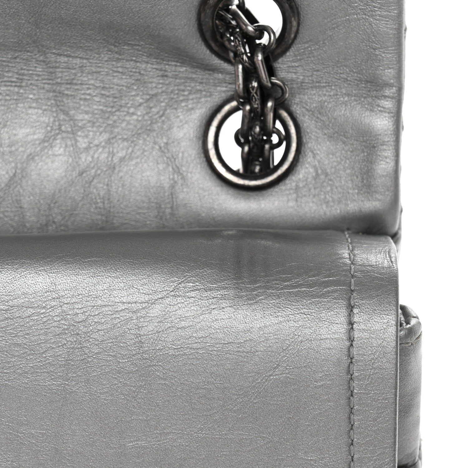 Chanel Metallic Aged Calfskin Quilted 2.55 Reissue 226 Flap Silver