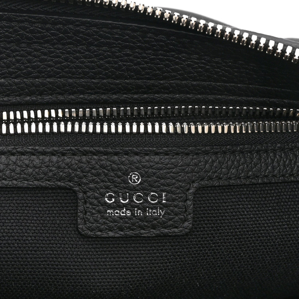 Gucci Calfskin Emblem Shoulder Bag Black