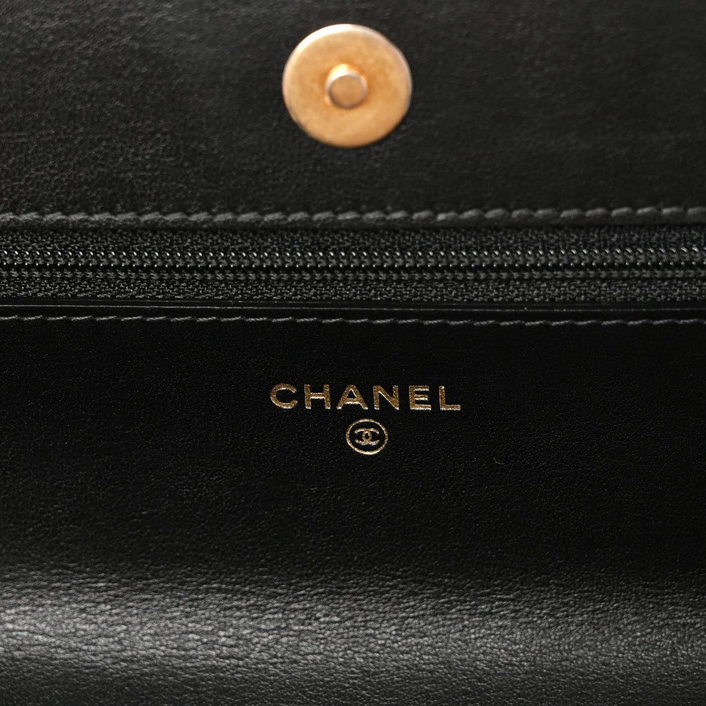 Chanel Lambskin Quilted Chanel 19 Wallet On Chain WOC Black