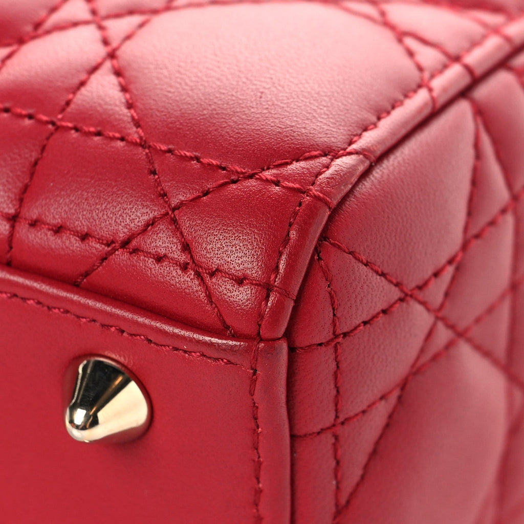 Christian Dior Lambskin Cannage Small My ABCDior Lady Dior Red