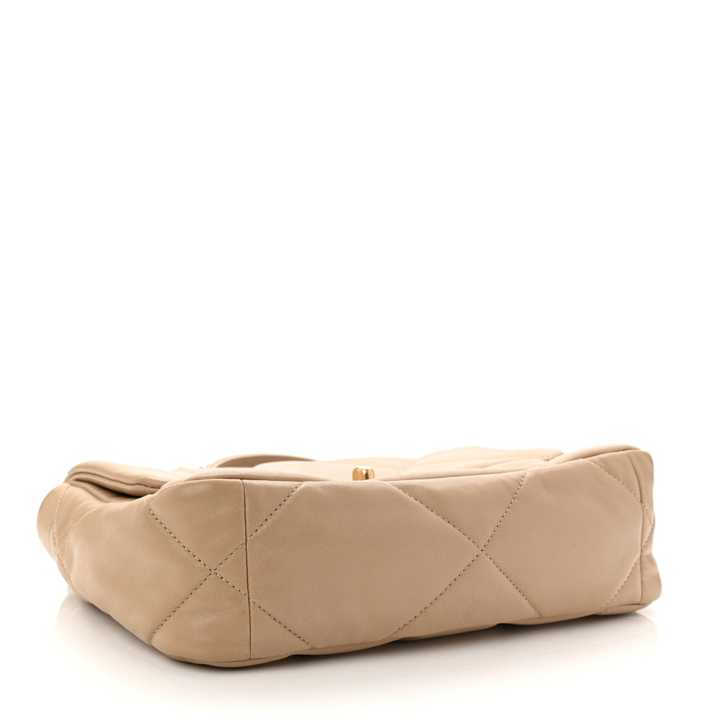 Chanel Lambskin Quilted Medium Chanel 19 Flap Dark Beige