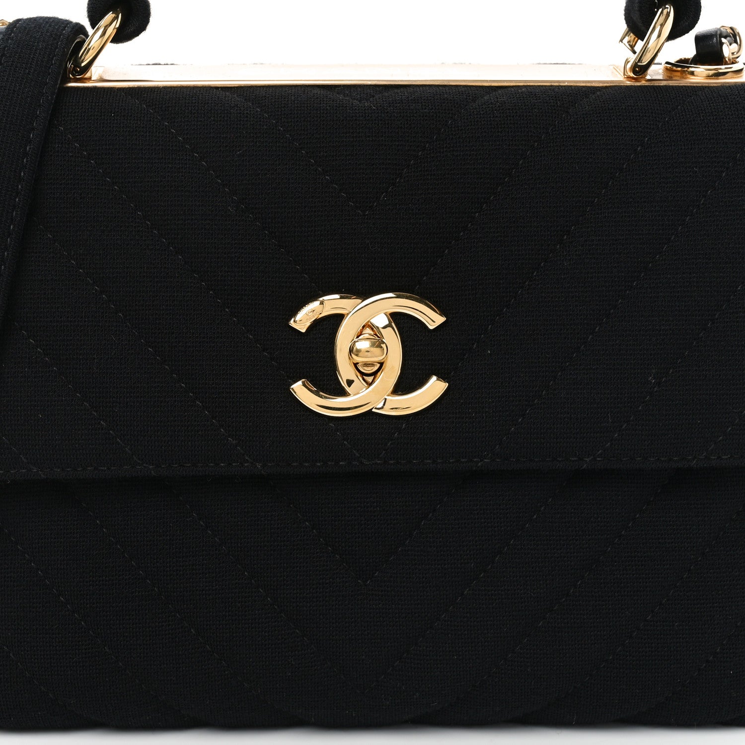 Chanel Jersey Chevron Quilted Small Trendy CC Dual Handle Flap Bag Black