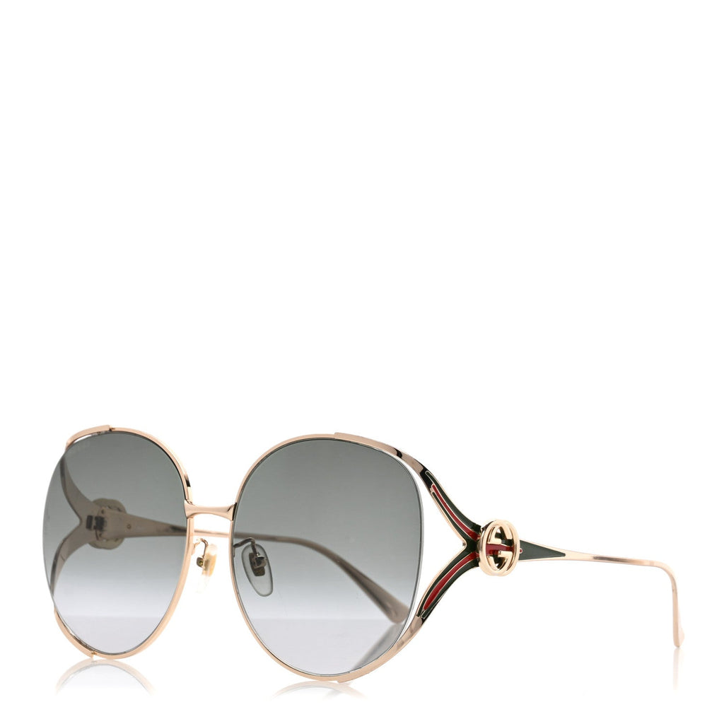 Gucci Metal Oversized Round Frame GG0225S Sunglasses Gold