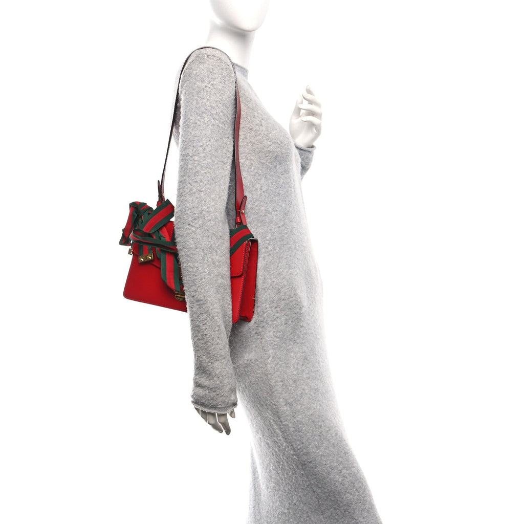 Gucci Calfskin Small Sylvie Shoulder Bag Hibiscus Red