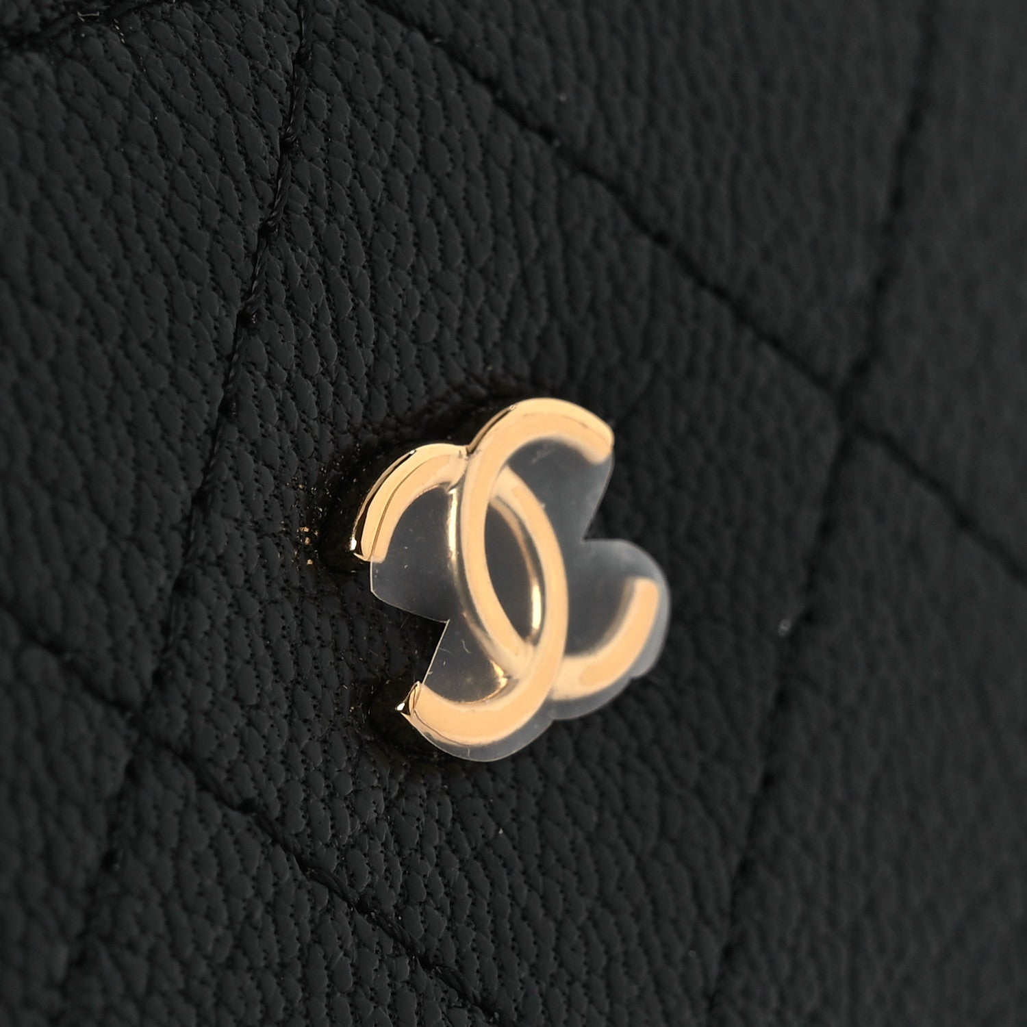 Chanel Goatskin Stitched Top Handle Slim Vanity With Chain Black