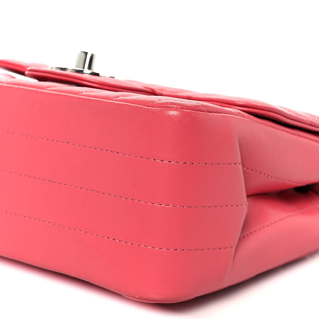 Chanel Lambskin Chevron Quilted Mini Square Flap Pink