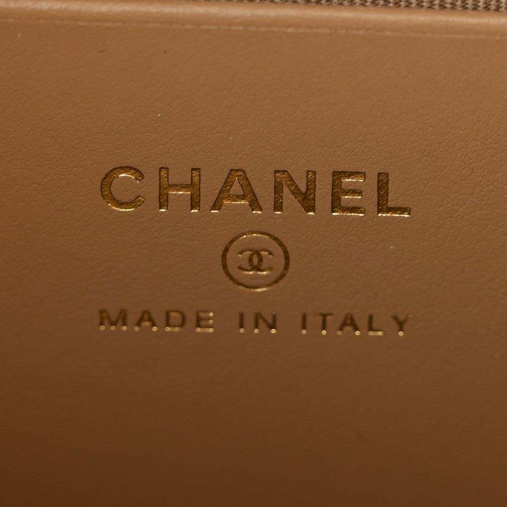 Chanel Shiny Caviar My Cush Hobo Clutch With Chain Beige