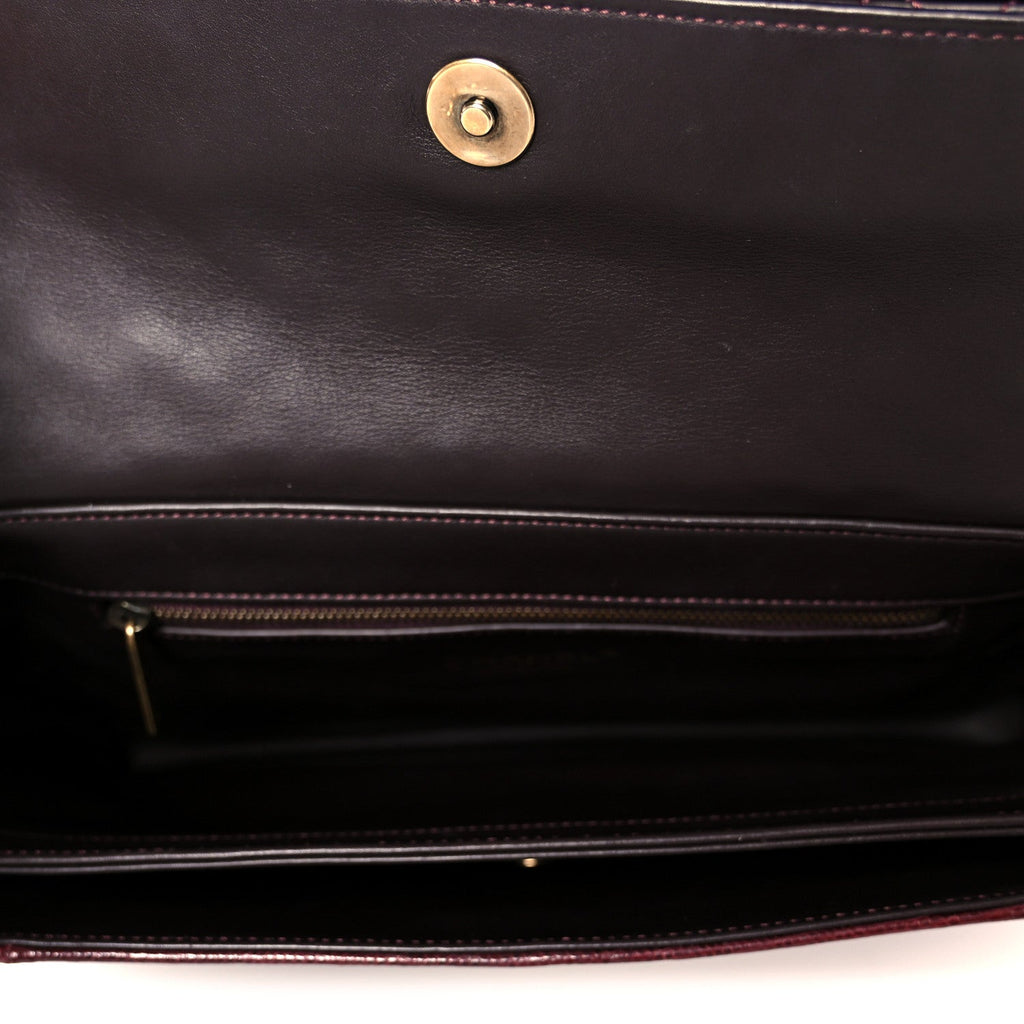 Chanel Lizard Lambskin Quilted Large Perfect Edge Flap Burgundy