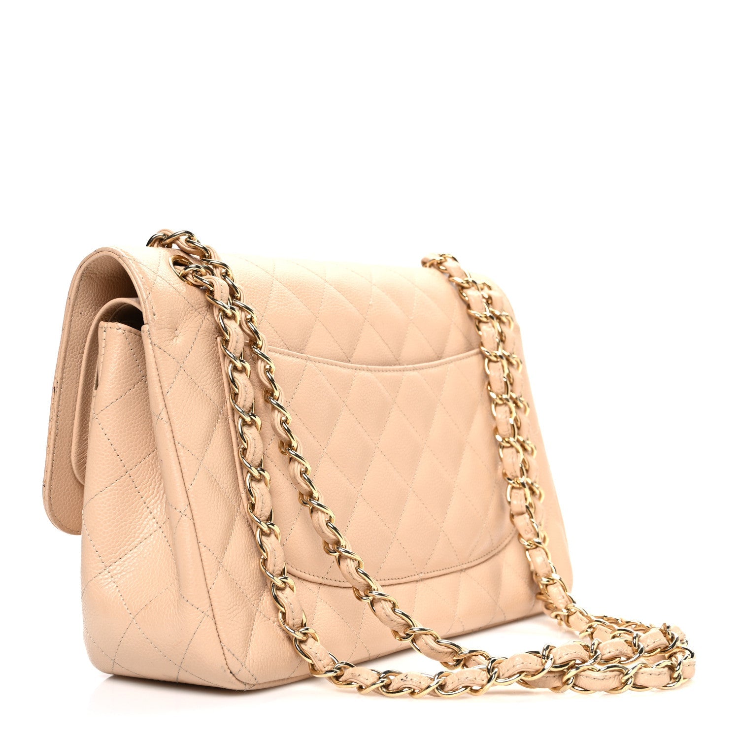 Chanel Caviar Quilted Jumbo Double Flap Beige Clair