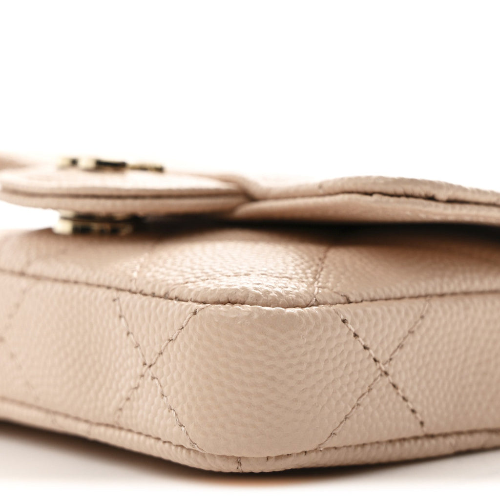 Chanel Caviar Quilted Mini Chain Belt Bag Light Beige
