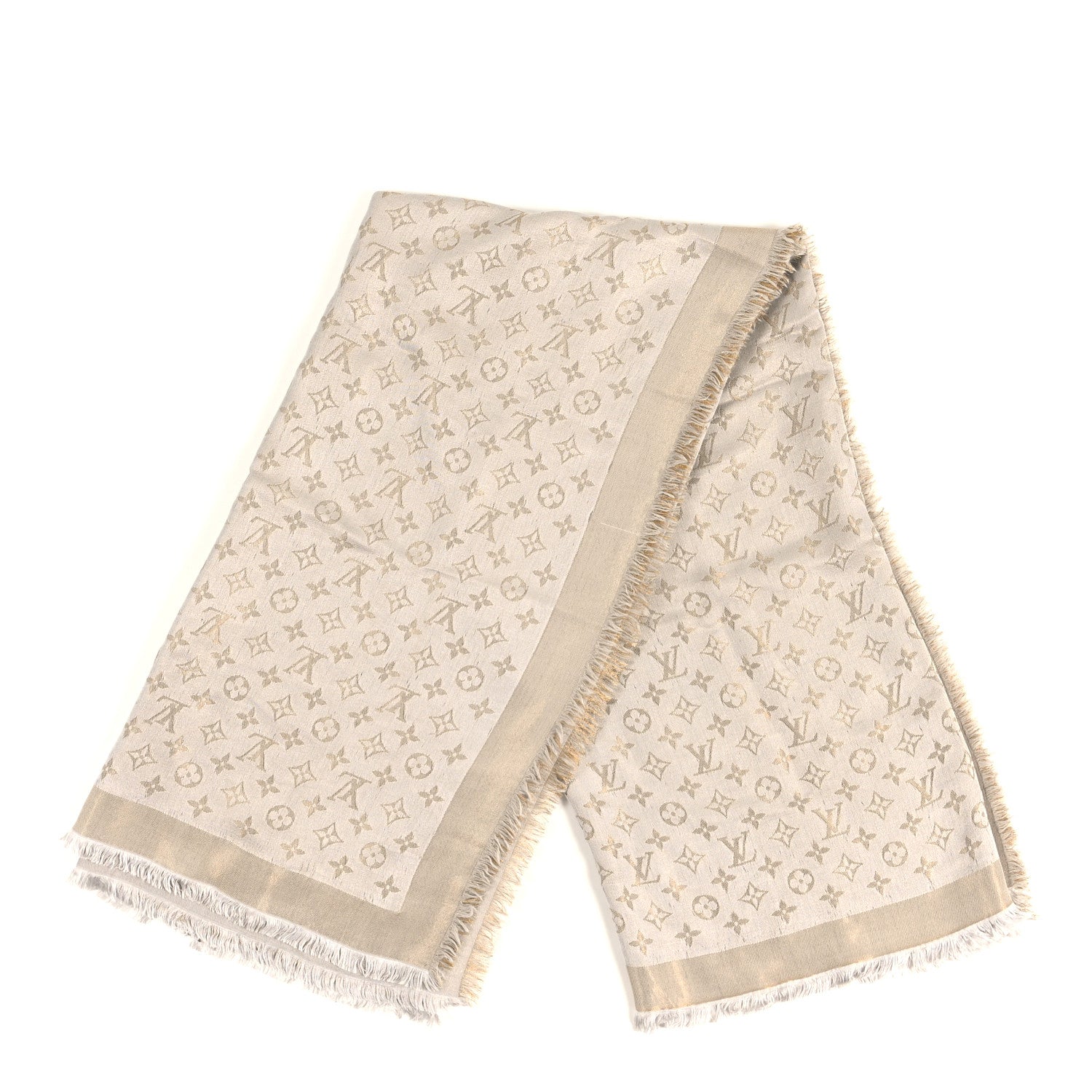 Louis Vuitton Silk Lurex Wool Monogram Shine Shawl Charcoal Greige