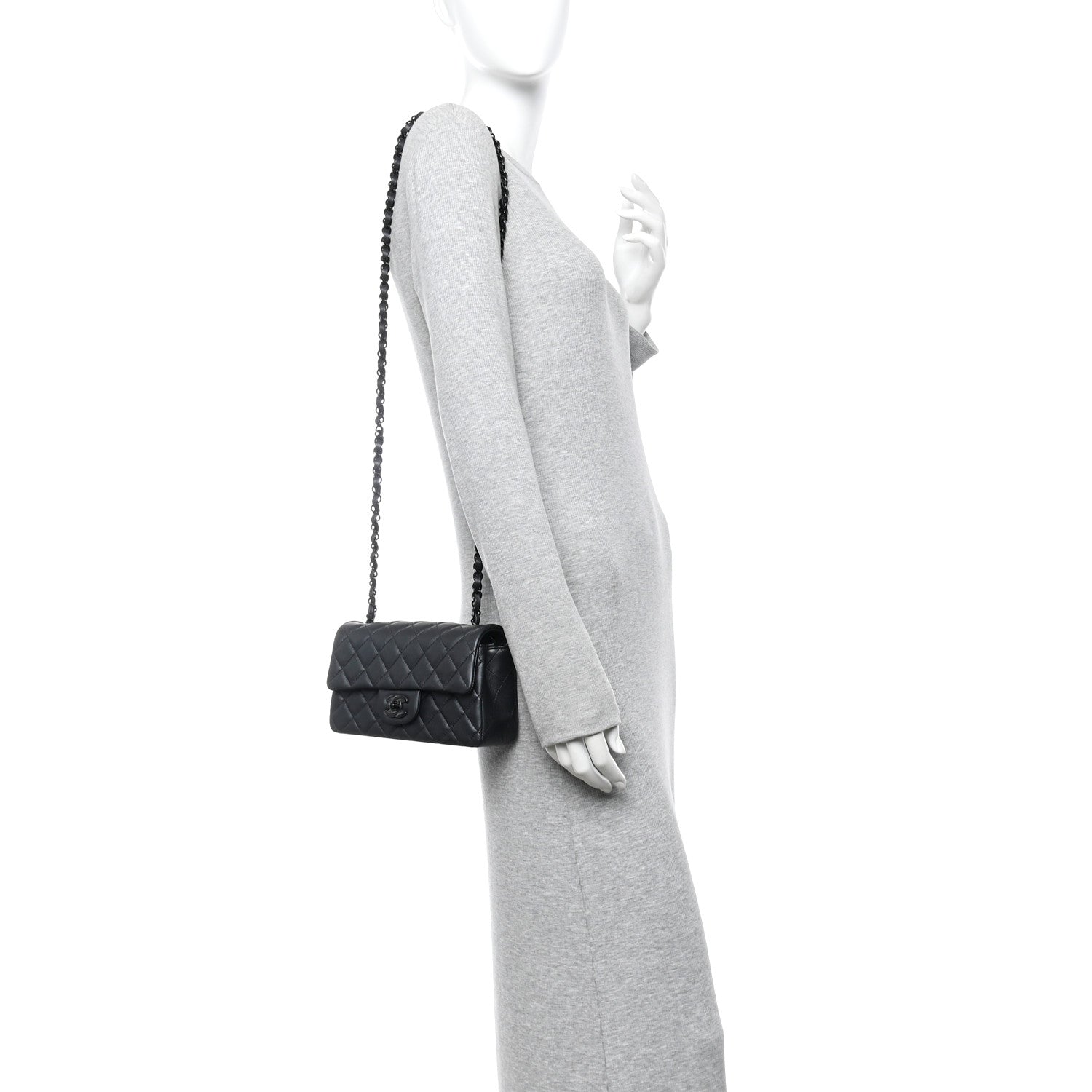 Chanel Pearly Lambskin Quilted Mini Rectangular Flap So Black