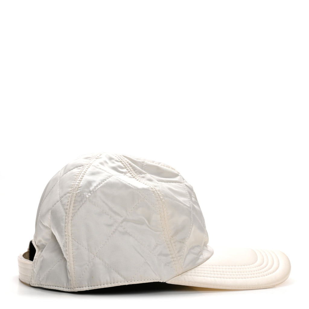 Nylon Quilted Cap Hat M White