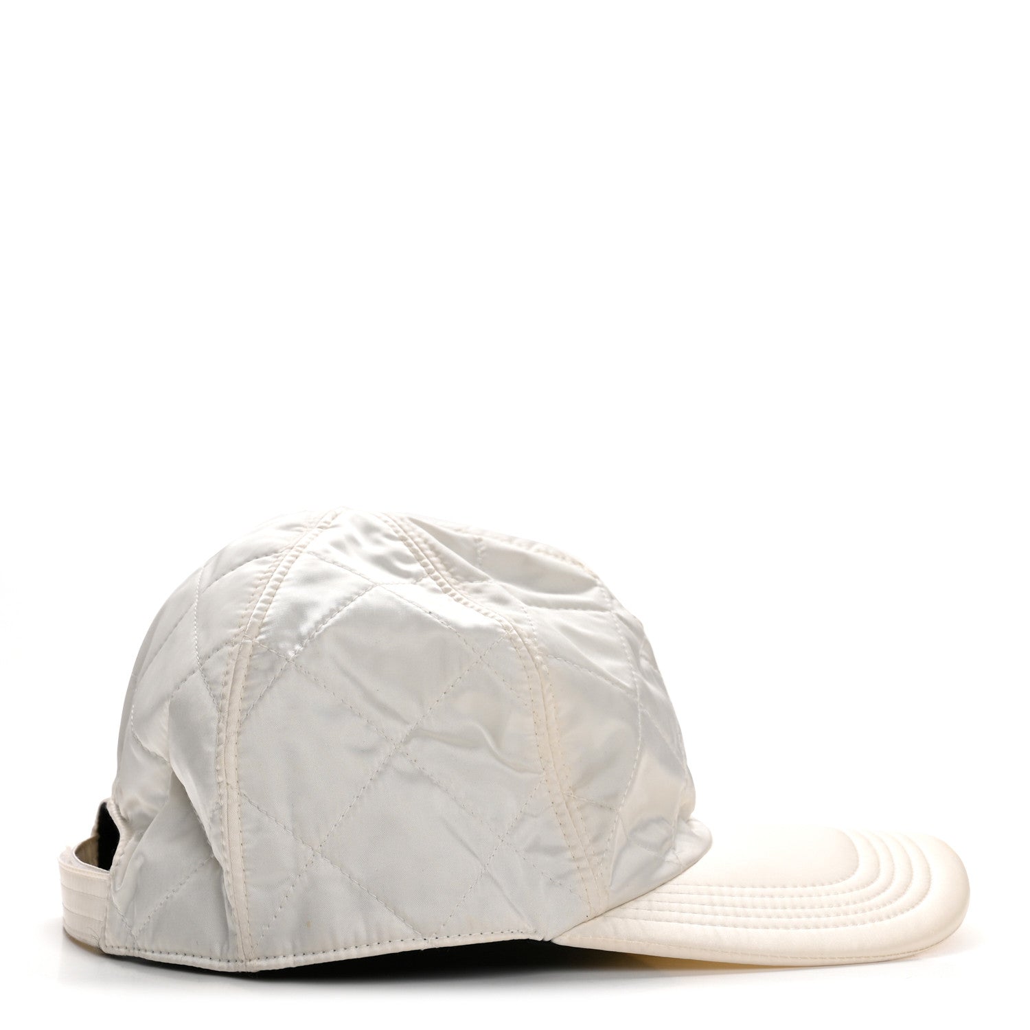 Nylon Quilted Cap Hat M White
