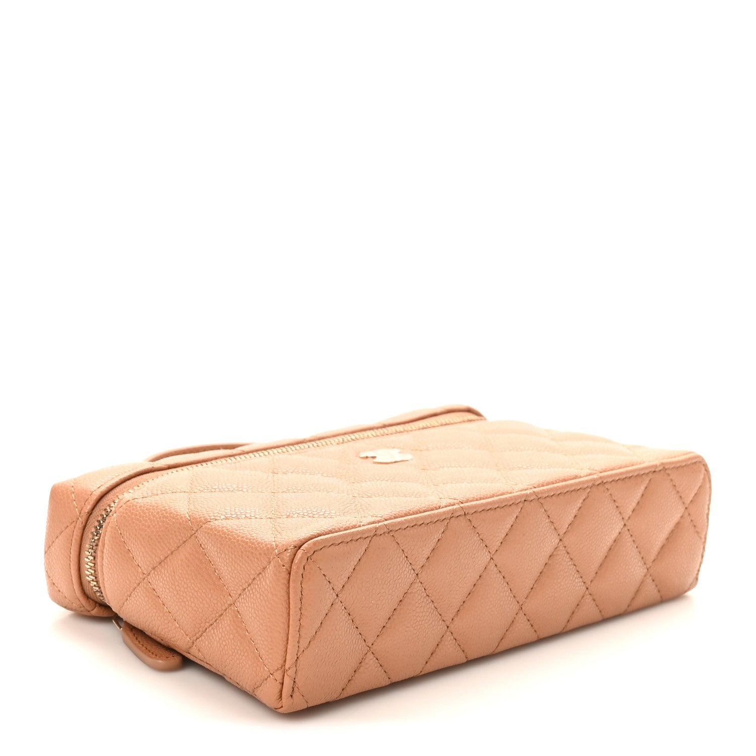 Chanel Caviar Quilted Top Handle Slim Vanity With Chain Brown