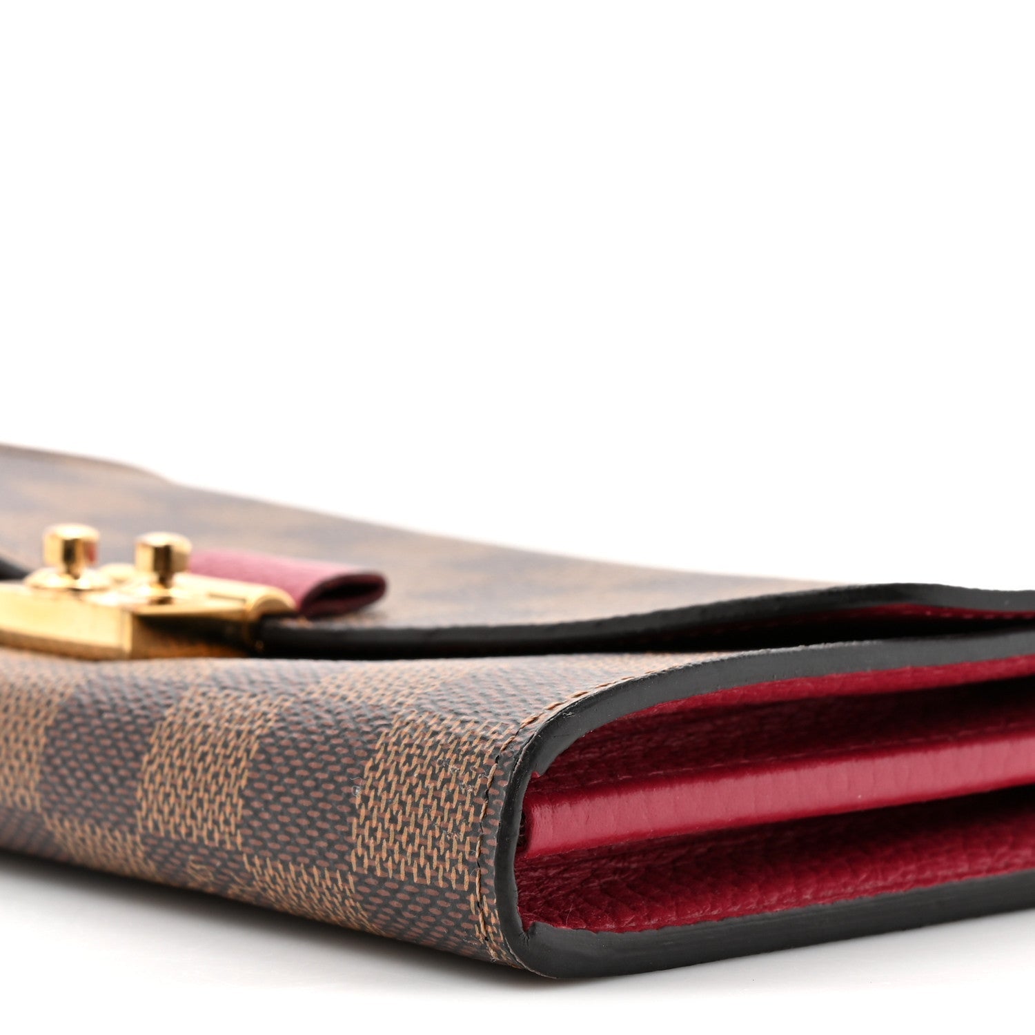 Louis Vuitton Damier Ebene Croisette Chain Wallet Scarlet
