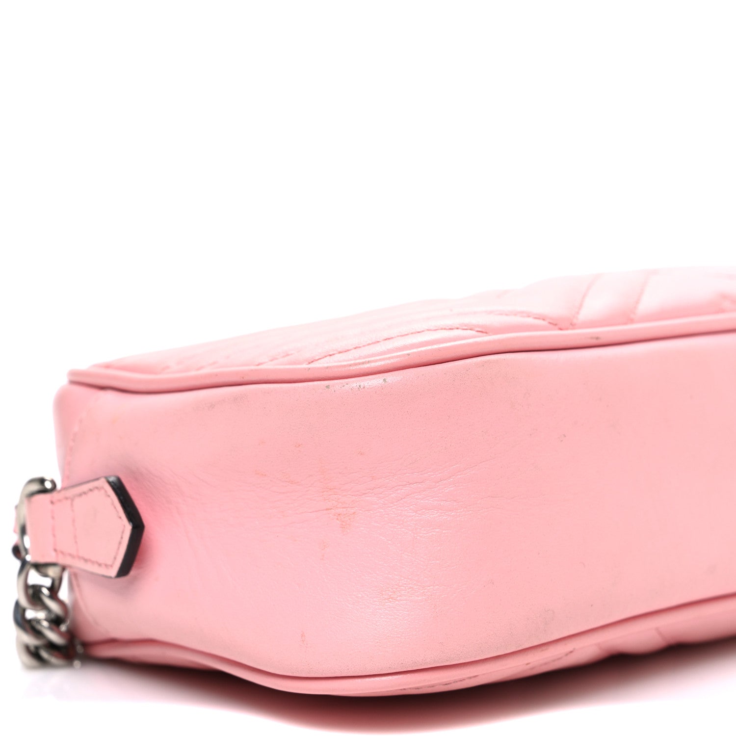 Gucci Calfskin Matelasse Small GG Marmont Chain Shoulder Bag Wild Rose