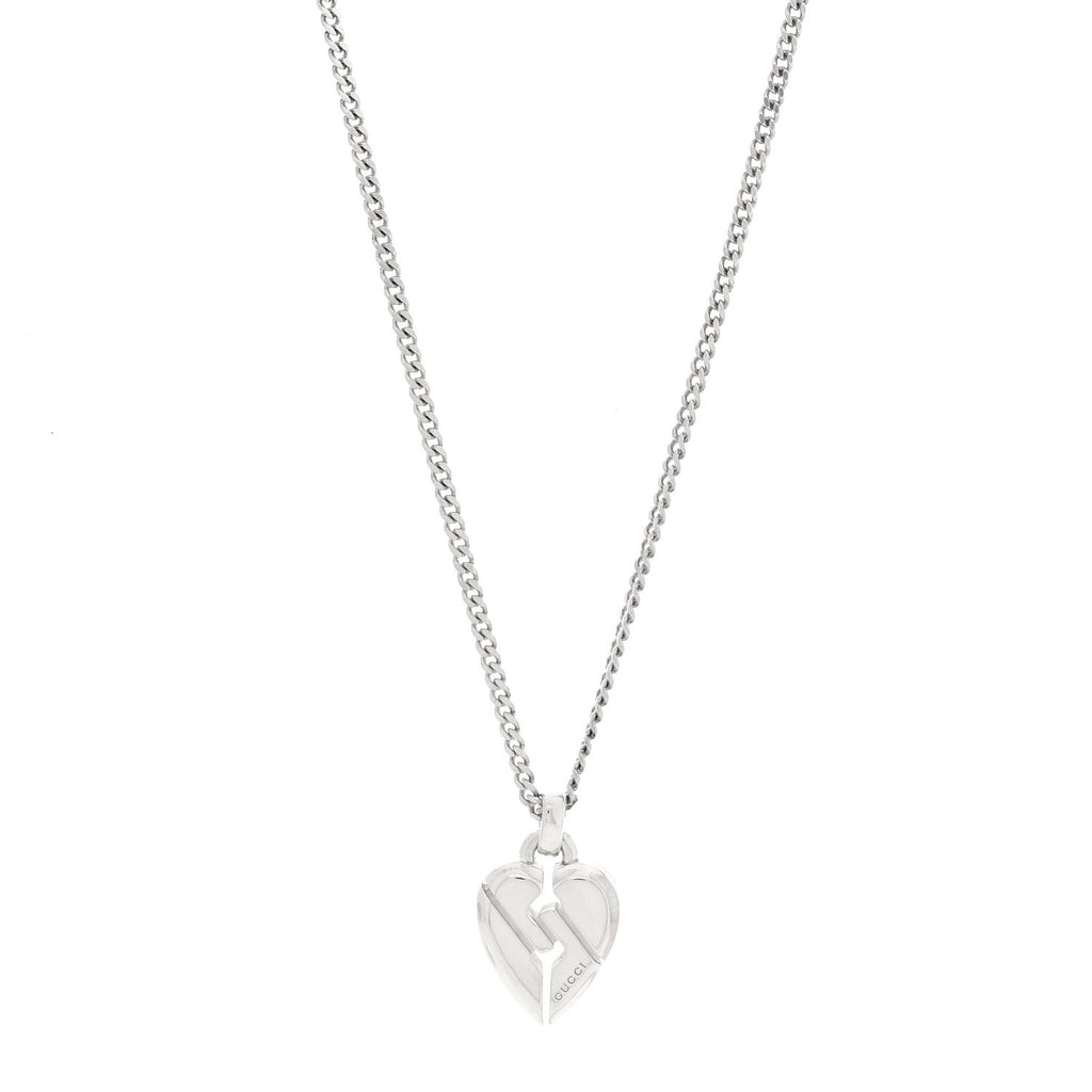 Gucci Sterling Silver Knot Heart Pendant Necklace