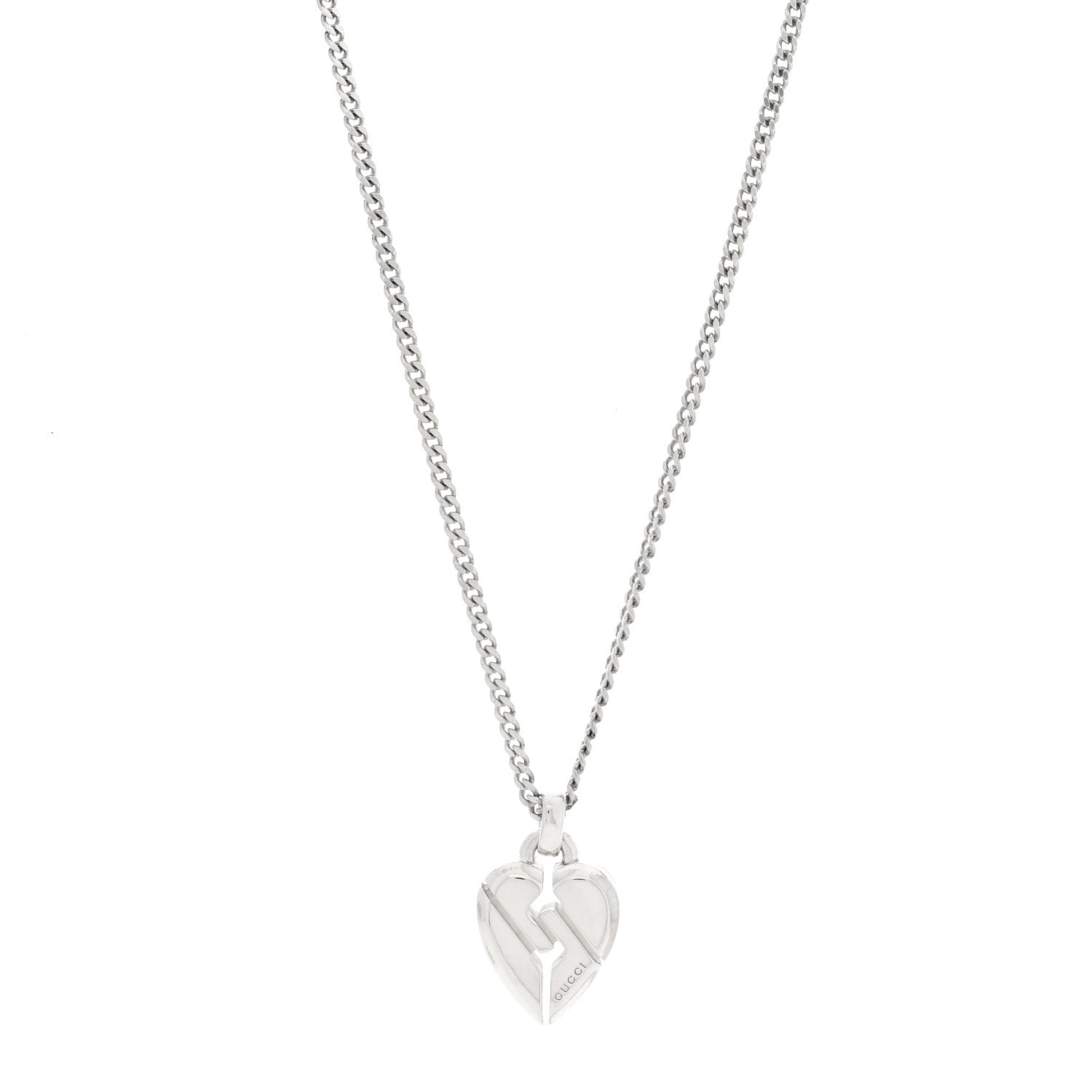 Gucci Sterling Silver Knot Heart Pendant Necklace