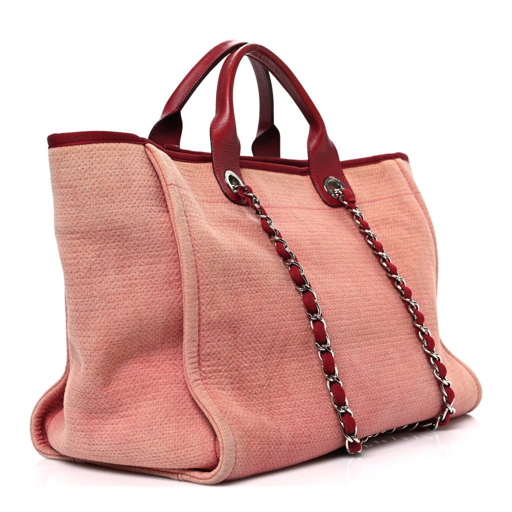 Chanel Canvas Large Deauville Tote Red