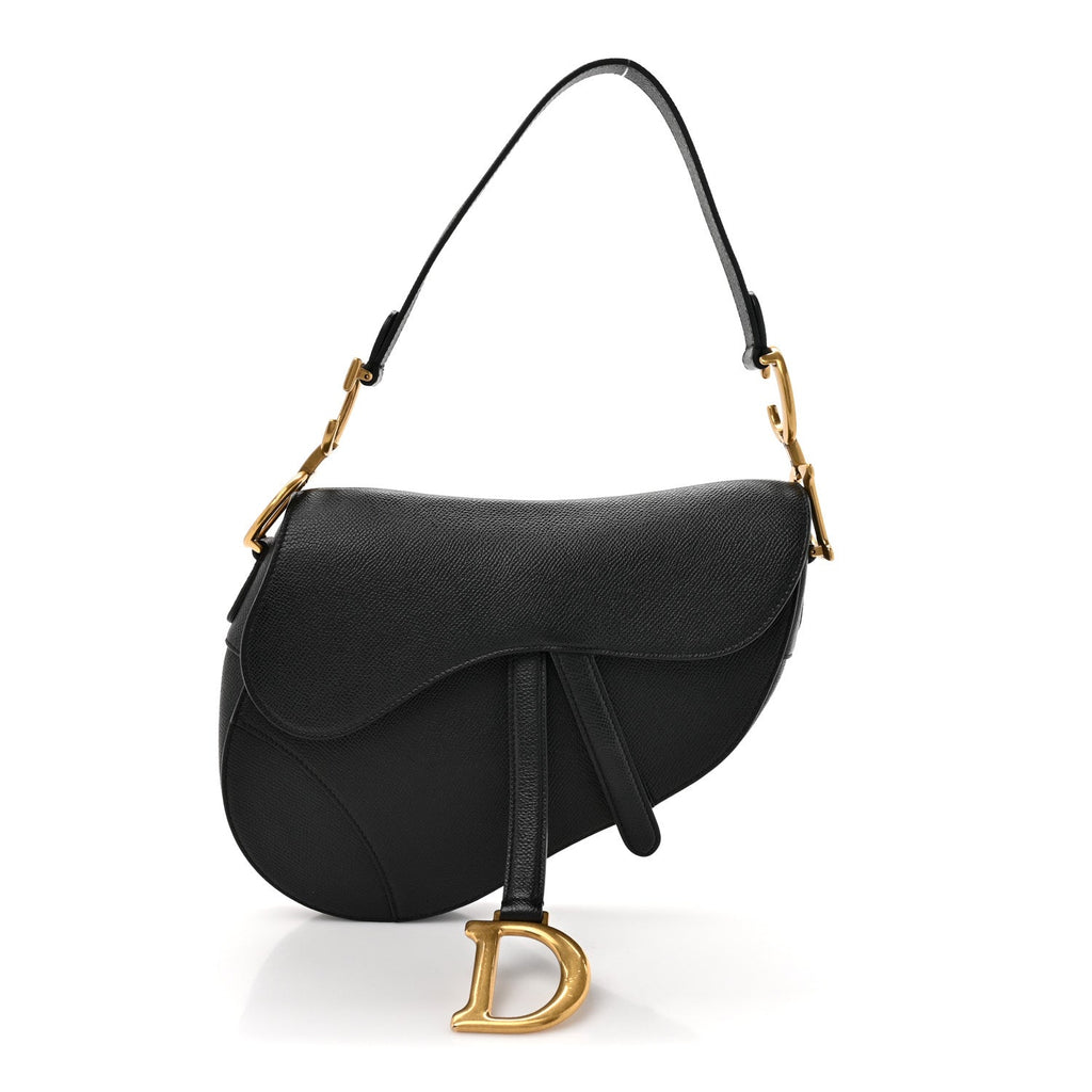 Christian Dior Grained Calfskin Saddle Bag Black