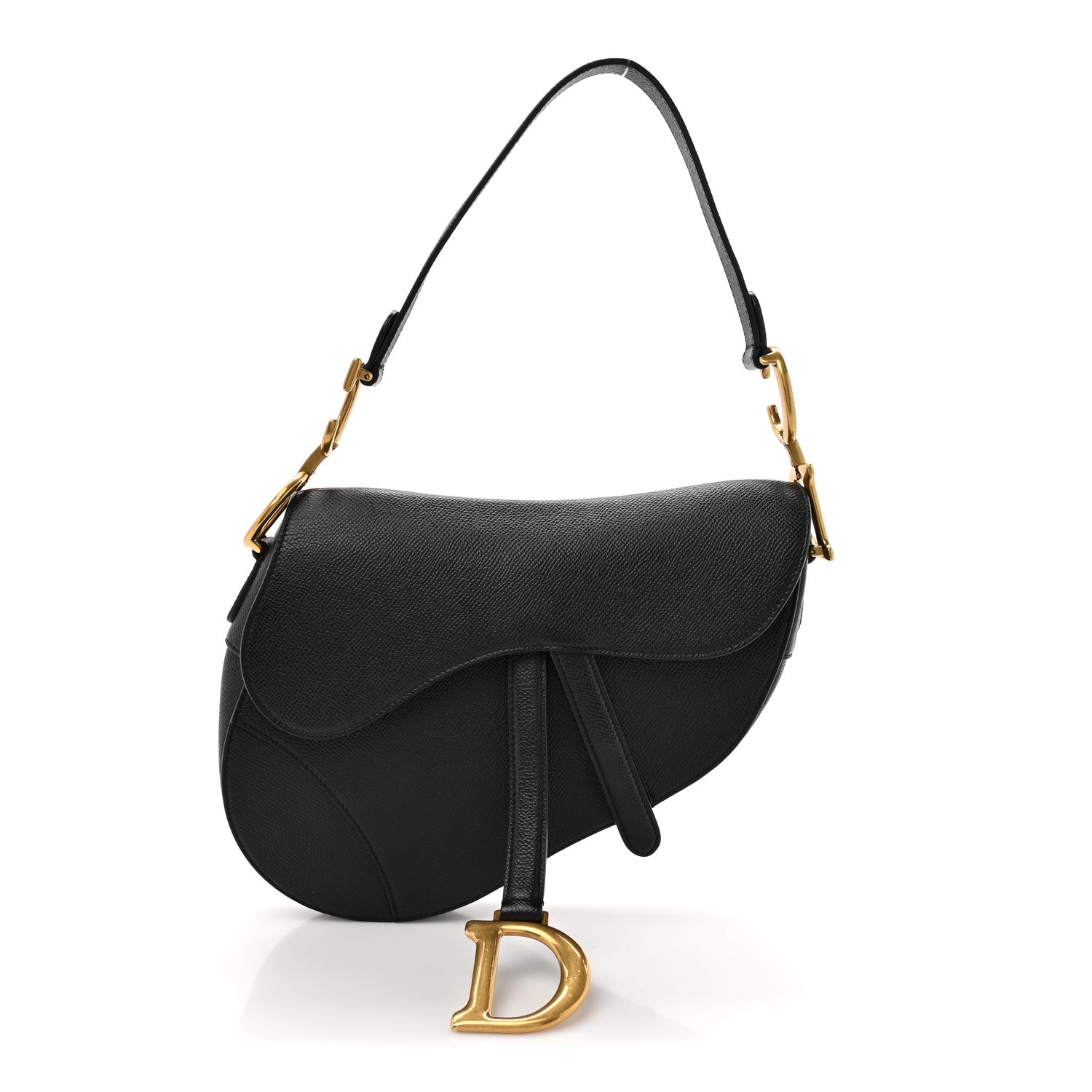 Christian Dior Grained Calfskin Saddle Bag Black