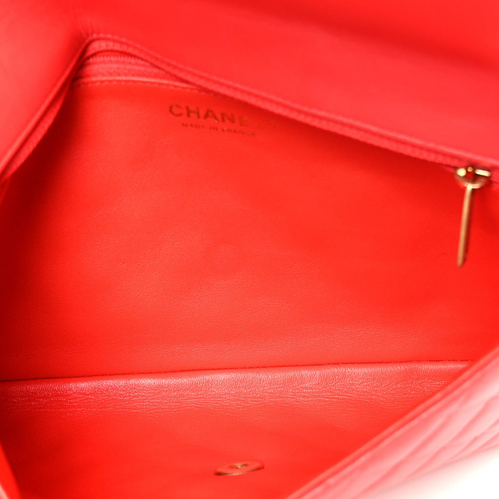 Chanel Lambskin Quilted Flap Clutch Red