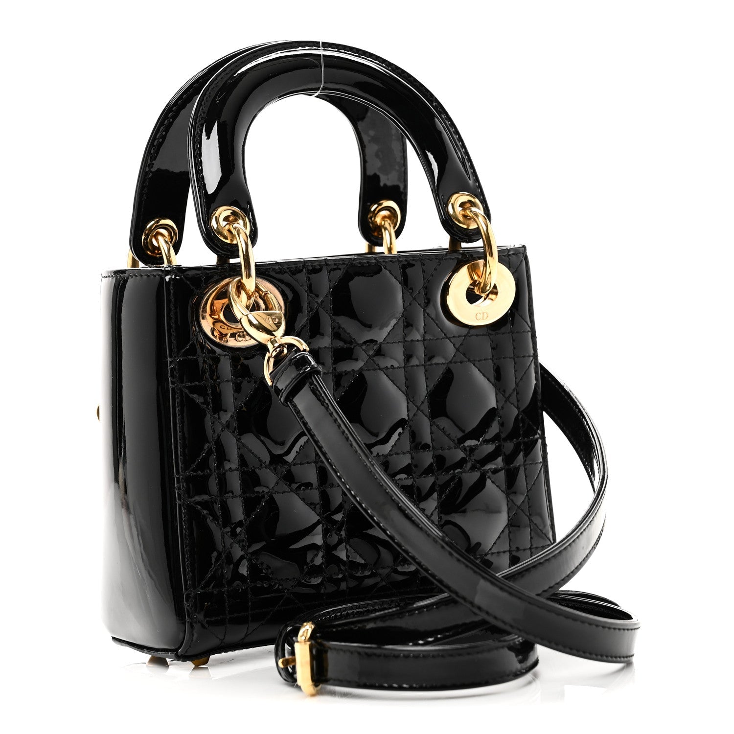 Christian Dior Patent Cannage Mini Lady Dior Black