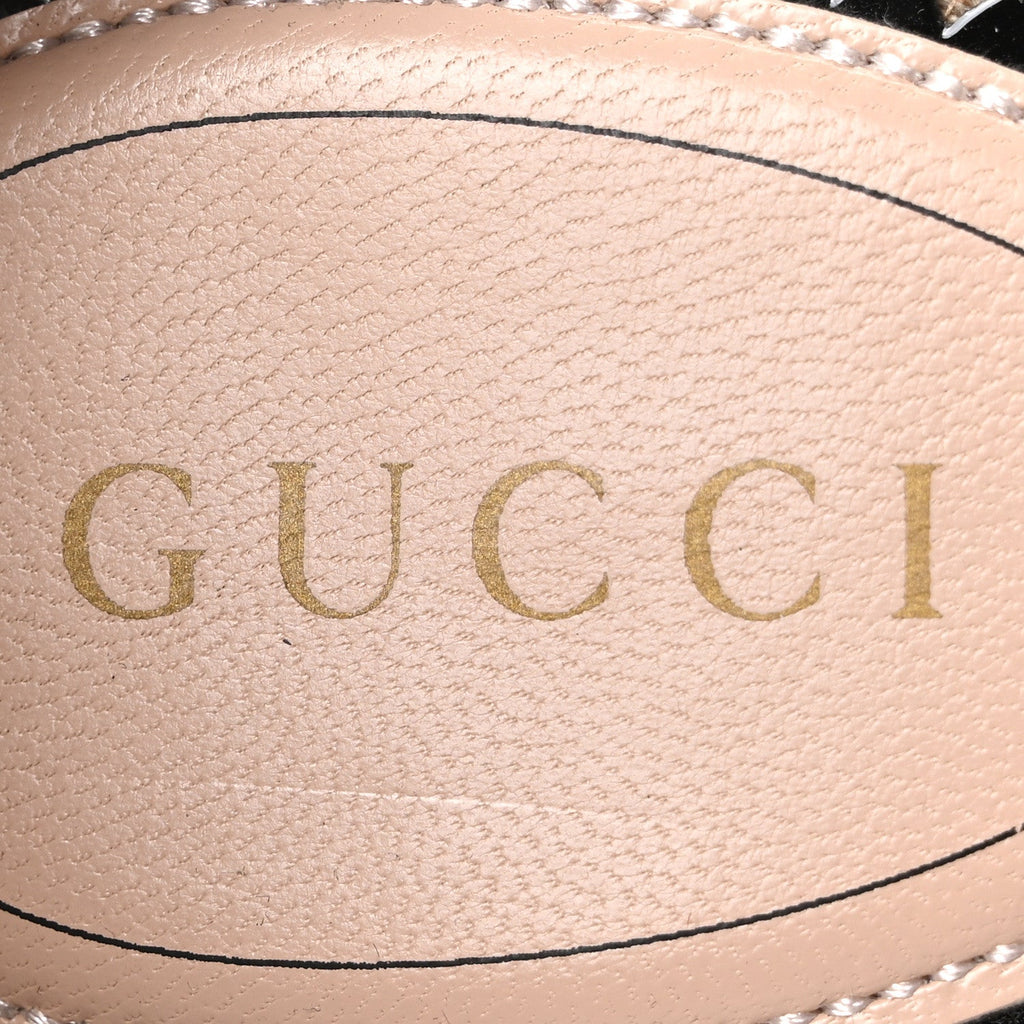 Gucci New Denim GG Monogram Pilar Ankle Wrap Espadrille Wedge Sandals 36.5 Light Blue