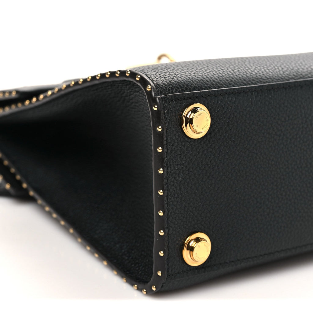 Louis Vuitton Calfskin Taurillon Studded City Steamer One Handle Bag Black