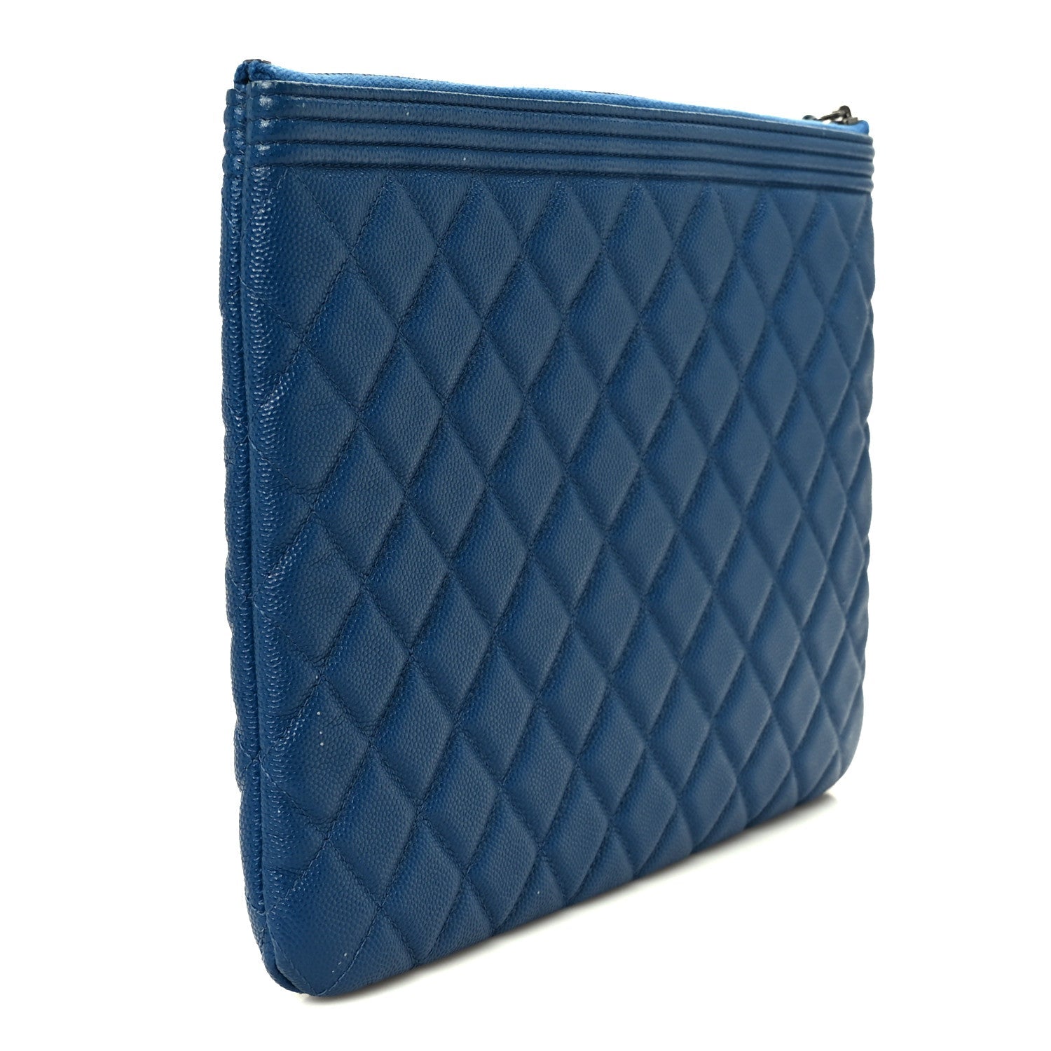 Caviar Quilted Medium Boy Cosmetic Case Blue