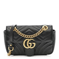Gucci Calfskin Matelasse Mini GG Marmont Shoulder Bag Black